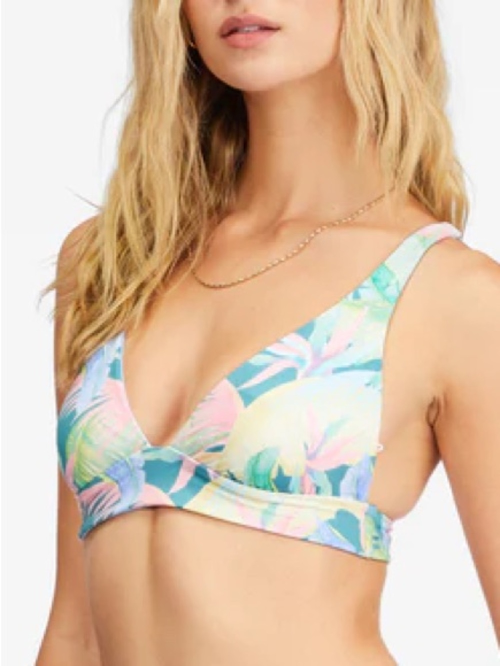 Billabong Sweet Tropics Reversible Plunge Bikini Top Size XXL - Tropical Floral - Picture 3 of 15